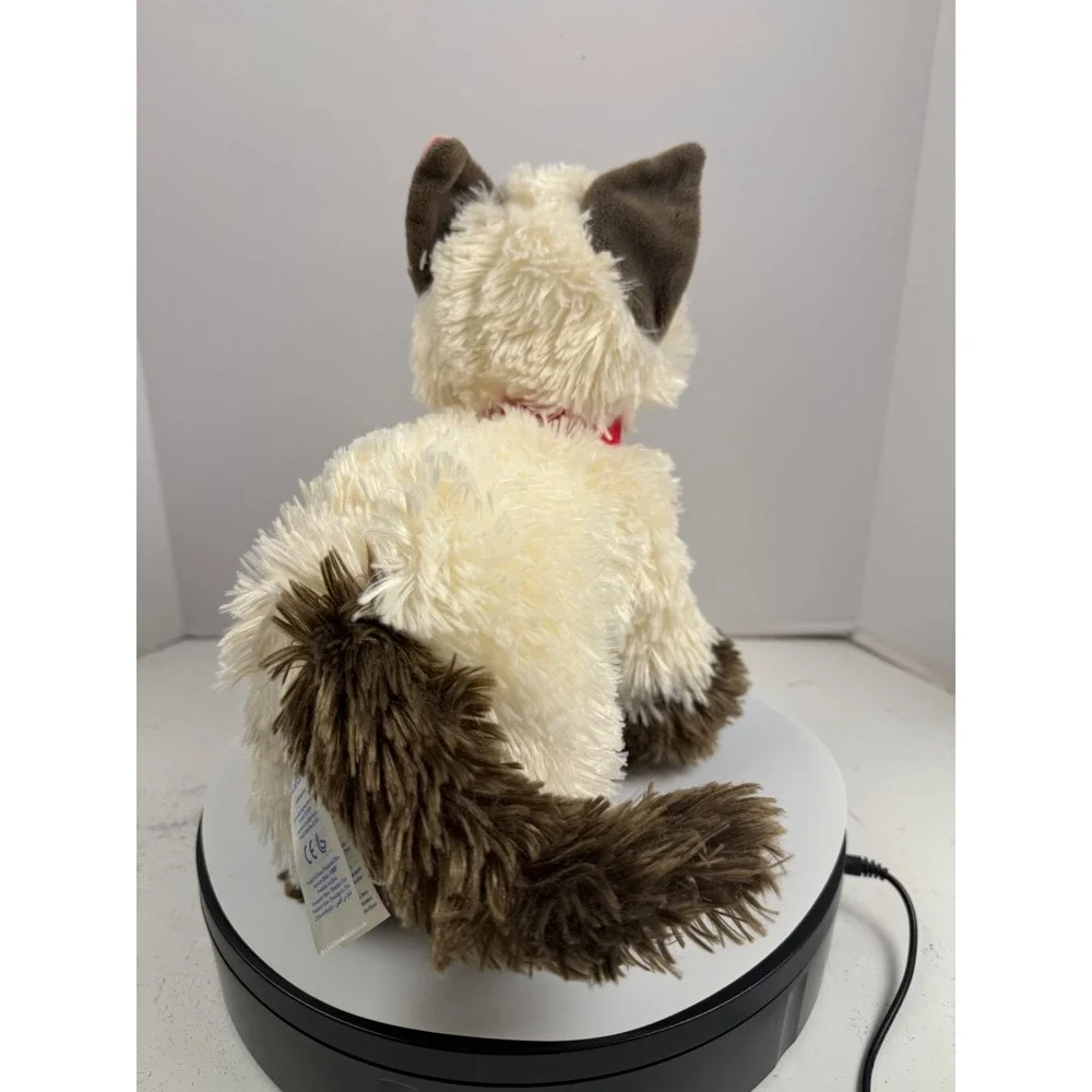 Build-A-Bear Siamese Cat Plush Cream Brown‎ Shaggy Fur Red Collar Blue Eye